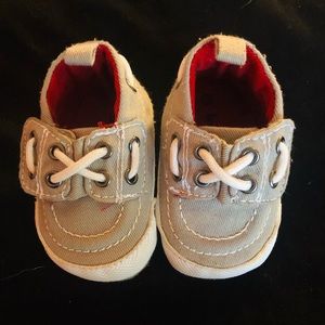Baby boy’s gray boat shoes size 0